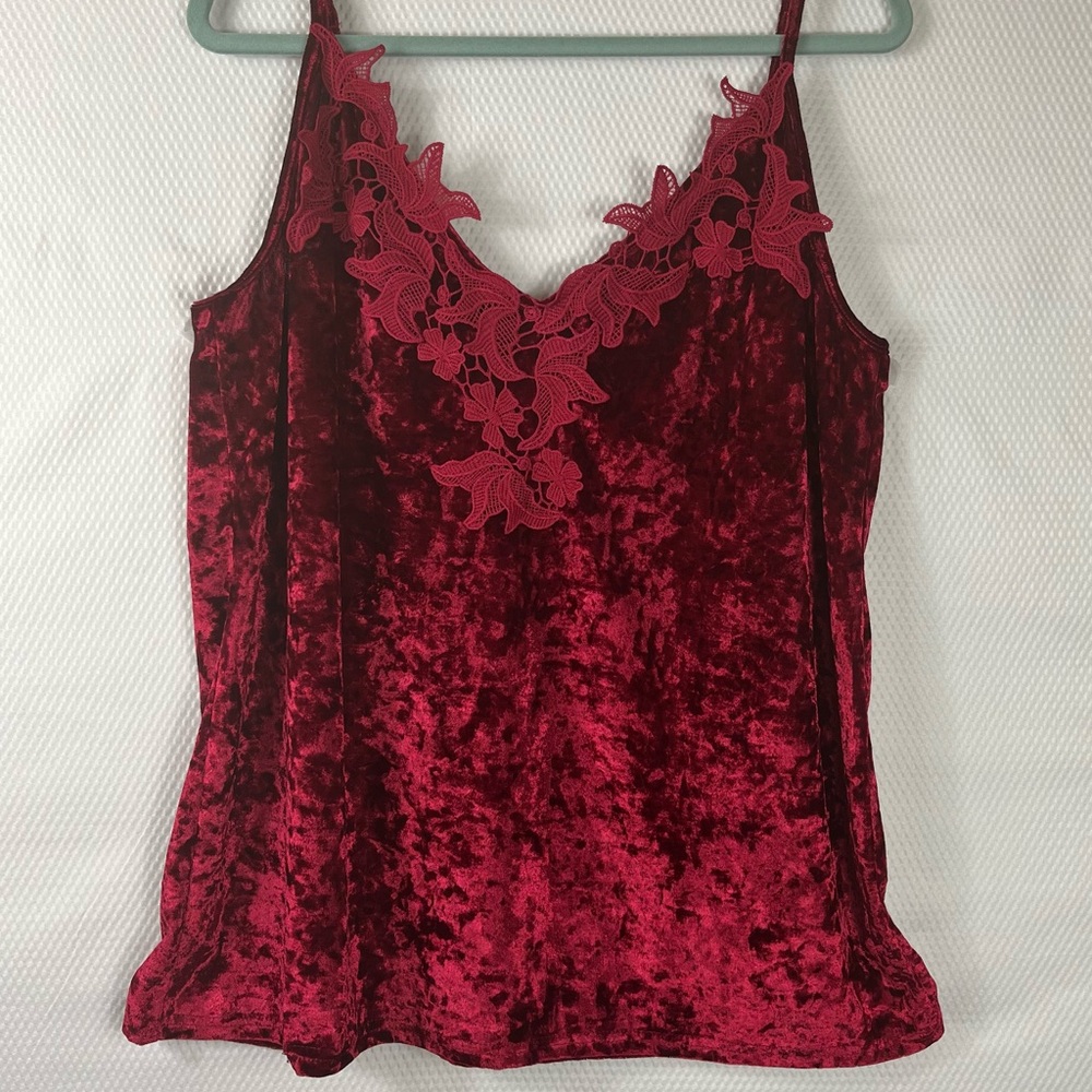 Bohemian Vampy goth fairy Red Velvet and Lace Cami Womens XL Summer Spring